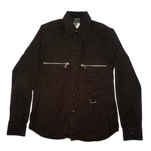 Vintage Versace Jeans Black Long Sleeve Utility Button-up Shirt L